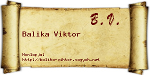 Balika Viktor névjegykártya
